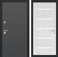 Входная металлическая дверь Лабиринт ART графит 01 - Сандал белый, стекло белое 2492515