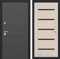 Входная металлическая дверь Лабиринт ART графит 01 - Беленый дуб, стекло черное 2492778