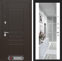 Входная металлическая дверь Мегаполис с зеркалом Максимум - Белый софт 2511345