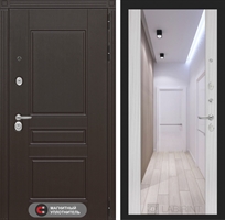 Входная металлическая дверь Мегаполис с зеркалом Максимум - Сандал белый 2511784