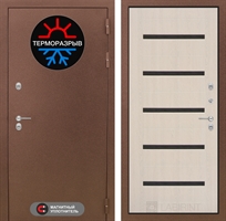 Входная металлическая дверь Лабиринт Термо Магнит 01 - Беленый дуб, стекло черное 2580958