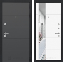 Входная металлическая дверь Лабиринт ART графит с Зеркалом 19 - Белый софт 2807160