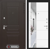 Входная металлическая дверь Лабиринт Мегаполис с Зеркалом 19 - Белый софт 2827015