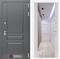 Входная металлическая дверь Лабиринт Платинум с Зеркалом Максимум - Сандал белый 2833348