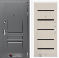 Входная металлическая дверь Лабиринт Платинум 01 - Беленый дуб, стекло черное 2836772