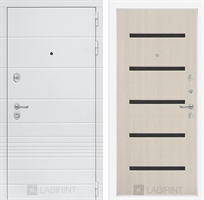Входная белая дверь Лабиринт Трендо 01 - Беленый дуб, стекло черное 2942267