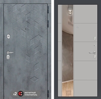 Входная металлическая дверь Лабиринт Бетон с зеркалом 19 - Грей софт 2955190