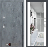 Входная металлическая дверь Лабиринт Бетон с зеркалом Максимум - Белый софт 2955195