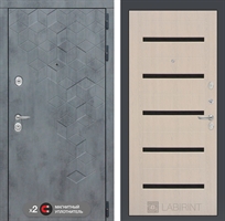 Входная металлическая дверь Лабиринт Бетон 01 - Беленый дуб, стекло черное 2955924