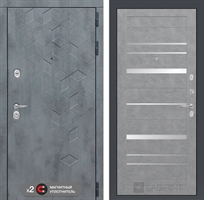 Входная металлическая дверь Лабиринт Бетон 20 - Бетон светлый, зеркальные вставки 2994135