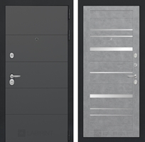 Входная металлическая дверь Лабиринт ART 20 - Бетон светлый, зеркальные вставки 3007238