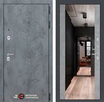 Входная металлическая дверь Лабиринт Бетон с зеркалом Максимум - Бетон светлый 3230744