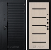 Входная металлическая дверь Лабиринт PIANO 01 - Беленый дуб, стекло черное 3709738