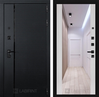 Входная металлическая дверь Лабиринт PIANO с зеркалом Максимум - Сандал белый 3710009
