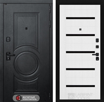 Входная металлическая дверь Лабиринт GRAND 01 - Белое дерево, стекло черное 4049544