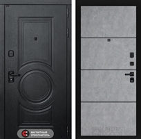 Входная металлическая дверь Лабиринт GRAND 25 - Бетон светлый, черный молдинг 4049569