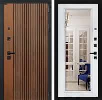 Входная металлическая дверь Лабиринт STORM с Зеркалом Фацет - Белый софт 4049884