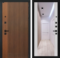 Входная металлическая дверь Лабиринт STORM с Зеркалом Максимум - Сандал белый 4049892