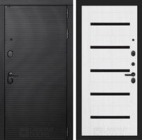 Входная металлическая дверь Лабиринт VOLCANO 01 - Белое дерево, стекло черное 4055039