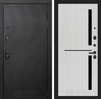 Входная металлическая дверь Лабиринт VOLCANO 02 - Сандал белый, стекло черное 4055040