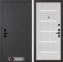 Входная металлическая дверь Лабиринт ACUSTIC 01 - Сандал белый, стекло белое 4055043