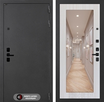 Входная металлическая дверь Лабиринт ACUSTIC с Зеркалом 18 - Сандал белый 4060261