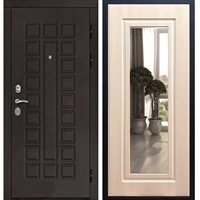 Входная металлическая дверь Монолит с Зеркалом Беленый дуб 20949