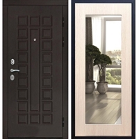 Входная металлическая дверь Монолит Пастораль Дуб белёный с Зеркалом 20954