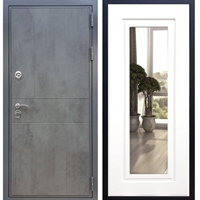 Входная металлическая дверь Гранит Бетон ФЛ-120 с Зеркалом Белый силк сноу 27519