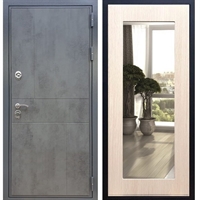 Входная металлическая дверь Гранит Бетон Пастораль Дуб белёный с Зеркалом 27527