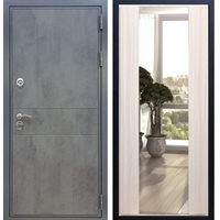 Входная металлическая дверь Гранит Бетон с Зеркалом СБ -16 Беленый дуб 27541