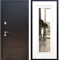 Входная металлическая дверь Нова Лабиринт ФЛ-120 с Зеркалом Белый силк сноу 26211