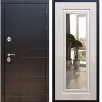 Входная металлическая дверь Нова Лабиринт ФЛ-120 с Зеркалом Лиственница беж 26212