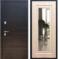 Входная металлическая дверь Нова Лабиринт с Зеркалом Беленый дуб 26216