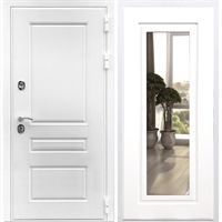 Входная белая дверь Император ФЛ-120 с Зеркалом Белый силк сноу 28594