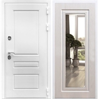 Входная белая дверь Император ФЛ-120 с Зеркалом Лиственница беж 28595