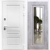 Входная белая дверь Император ФЛ-120 с Зеркалом Бетон темный 28596