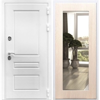 Входная белая дверь Император Пастораль Дуб белёный с Зеркалом 28602