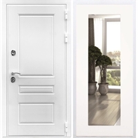 Входная белая дверь Император Пастораль Белый Ясень с Зеркалом 28603