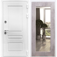 Входная белая дверь Император Пастораль Бетон светлый с Зеркалом 28608