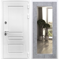 Входная белая дверь Император Пастораль Бетон тёмный с Зеркалом 28609