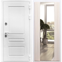 Входная белая дверь Император с Зеркалом СБ -16 Беленый дуб 28616