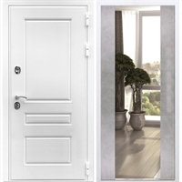 Входная белая дверь Император с Зеркалом СБ -16 Бетон светлый 28619