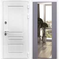 Входная белая дверь Император с Зеркалом СБ -16 Силк титан 28620