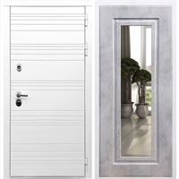 Белая входная дверь Morrison ФЛ-120 с Зеркалом Бетон темный 28865