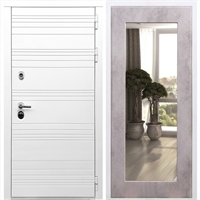 Белая входная дверь Morrison Пастораль Бетон светлый с Зеркалом 28877