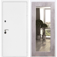 Входная металлическая дверь Триумф Белая шагрень Пастораль Бетон светлый с Зеркалом 31637