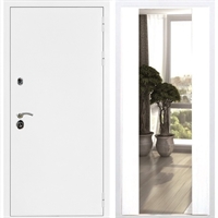 Входная металлическая дверь Триумф Белая шагрень с Зеркалом СБ -16 Белый силк сноу 31649