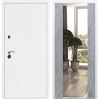 Входная металлическая дверь Триумф Белая шагрень с Зеркалом СБ -16 Бетон темный 31653