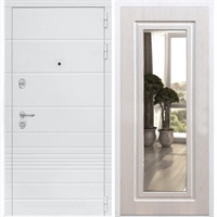 Входная белая дверь Италия ФЛ-120 с Зеркалом Лиственница беж 34312